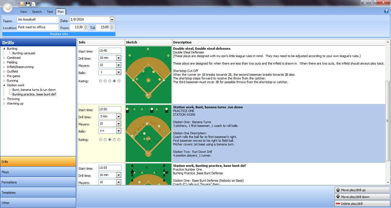 Plan tab baseball playbook software