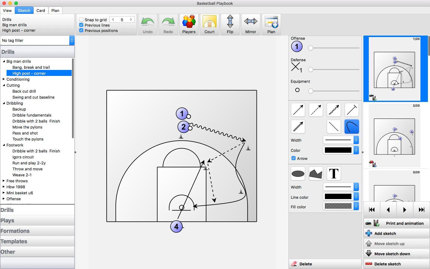 Sketch tab basketball playbook software