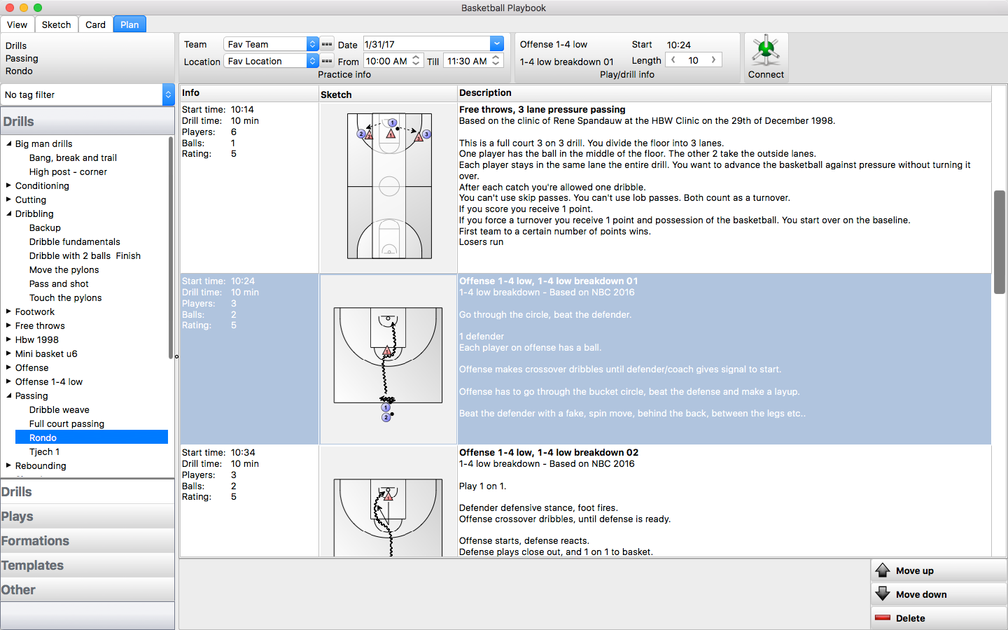 Plan tab basketball playbook software