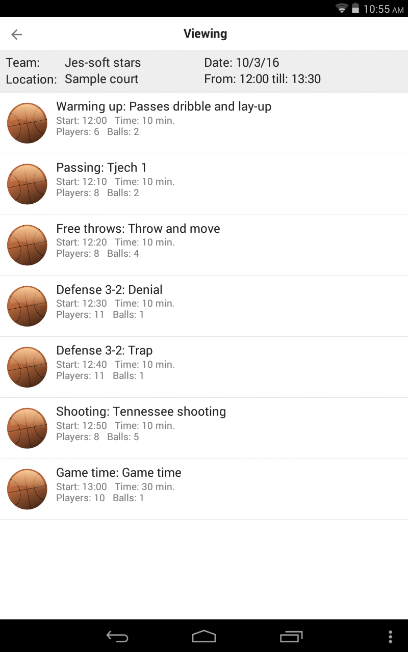 Basketball playview plan list