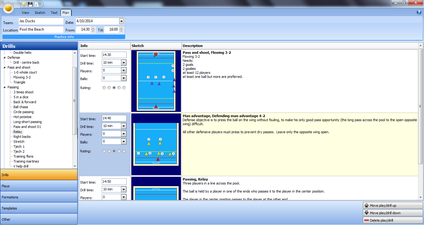 Plan tab water polo playbook software