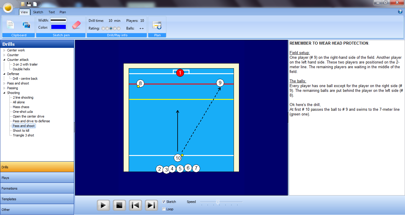 View tab water polo playbook software